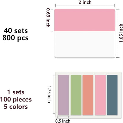 ELII 900 PCS Book Tabs 2 Inch Sticky Index Tabs, Colored Page Markers Repositionable Tags Reading Tabs Self Adhesive Tape Flags for Books, Binders, Notebook and File Folders