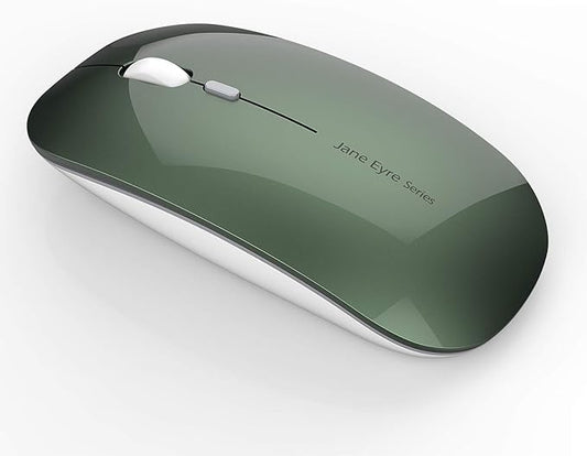 Uciefy Q5 Slim Rechargeable Wireless Mouse, 2.4G Portable Optical Silent Ultra Thin Wireless Computer Mouse with USB Receiver and Type C Adapter, Compatible with PC, Laptop, Desktop (Blackish Green)