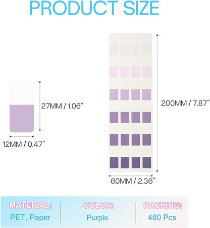 PATIKIL Clear Index Sticky Tabs, 480 Pcs Small Transparent Sticky Notes Bookmarks Planner Stickers Page Tabs for Office Notebooks File Folder Ledger Book, Gradient Purple