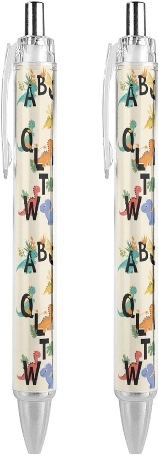 Ballpoint Pen for Office, Ultra Long Lasting Ink Flow, Gel Pens Fine Point Smooth Writing, Dinosaur 2 Pcs