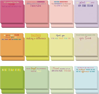 Yinder 24 Pcs Employee Appreciation Sticky Notes Xmas Gift Bulk Motivation Note Pads Mini Inspirational Note Gift for Teacher Nurse Staff Coworker Office Supply 3 x 3'' (Appreciation,Vivid)