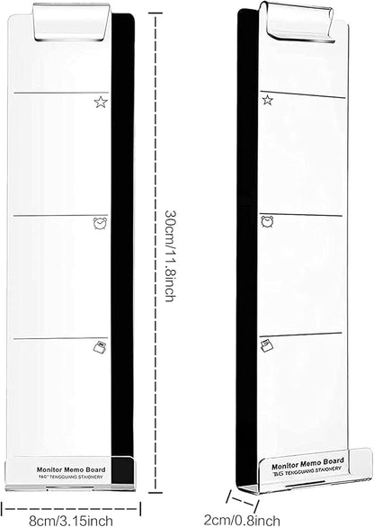Office Desk Accessories 2pcs Multifunction Computer Monitor Memo Board - Transparent Computer Side Panel Memo Creative Monitor Side Panel Suitable for Office Home Desktop (Notepad Sticky Notes Set)