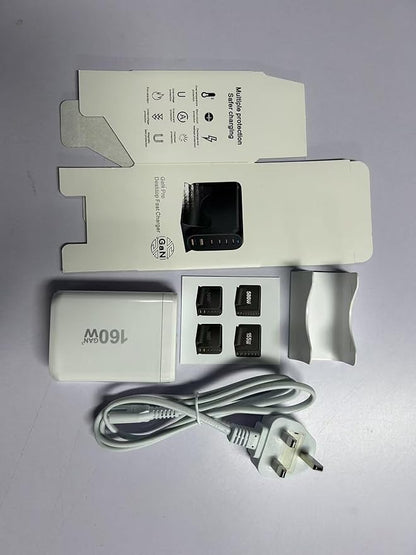 Famous TECH Shop 160W GaN PD 3.0 QC 3.0 USB C Fast Charger: 6 Port Super Fast Charging Hub | 4 USB-C + 2 USB-A Power Delivery Desktop Charger for Laptop, MacBook, iPhone 15, iPad, Samsung, Tablet