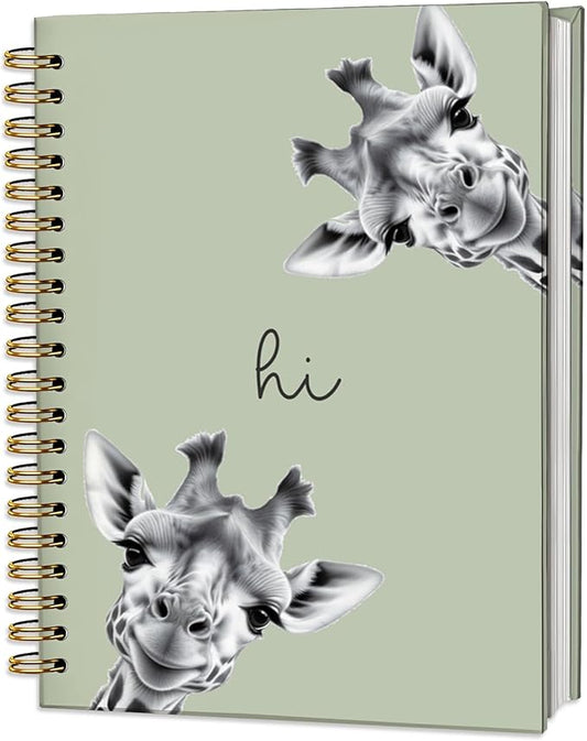 Giraffe Notebook Journal,Green Cute Animal Notebook Journal for School Women Teen Girls Kids,Gifts for Giraffe Lovers,Hardcover Spiral Notebooks for Work Notes Journaling,5.5x8.3 Inch