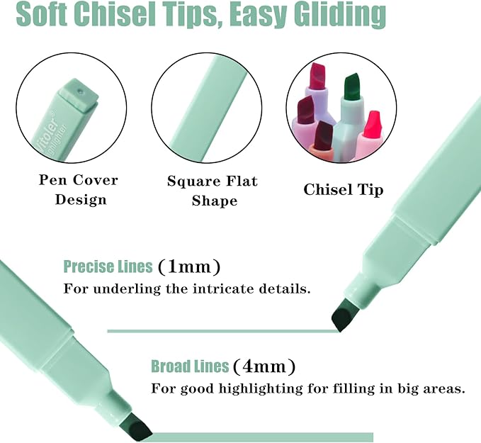 Highlighters, 8 Pack Aesthetic Highlighters, Assorted Colors, Chisel Tip, No Bleed Bible Highlighter Pastel for Journaling Office School Bible Study Supplies