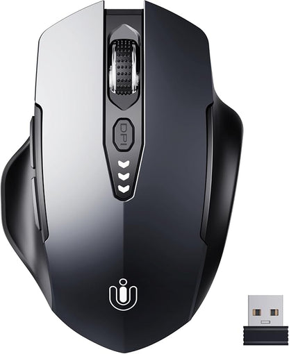 Uineer Wireless Mouse,[Upgraded] Rechargeable 2.4GHz (Battery Level Visible) Ergonomic Computer Mouse,4 Levels DPI, Wireless Mice for Laptop PC Computer(Grey)