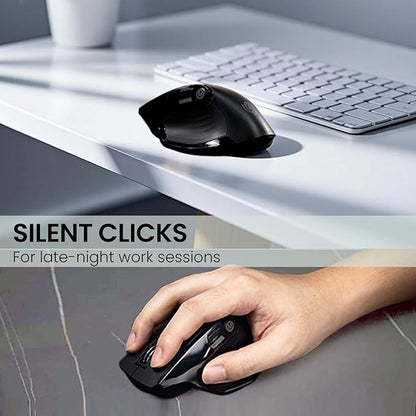 Wireless Mouse for Computer, Ergonomic Silent Mouse with 2.4GHz & Bluetooth, Multi Device Switch, OLED Display, Adjustable DPI, Rechargeable, 9 Buttons, for Windows/Mac, Black