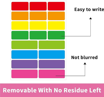 STARLIBOO Removable Labels, Removable Colored Labels Stickers, Self-Adhesive Rectangular Stickers Water/Oil/Tear Resistant for Storage/Classroom/Home (2 Size, 300 Labels)