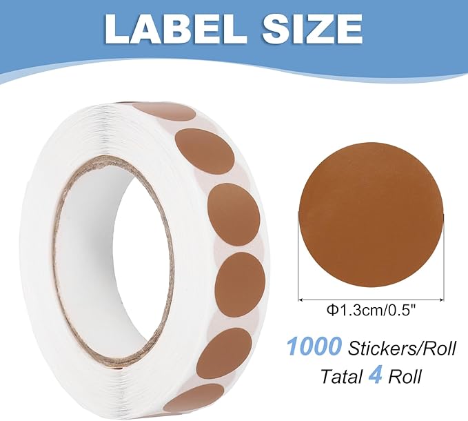 PATIKIL Colored Dot Stickers 1/2", 4000 Pcs Color Coding Labels Blank Circle Stickers Adhesive Round Price Labels for Inventory Office Garage Classroom, Light Coffee