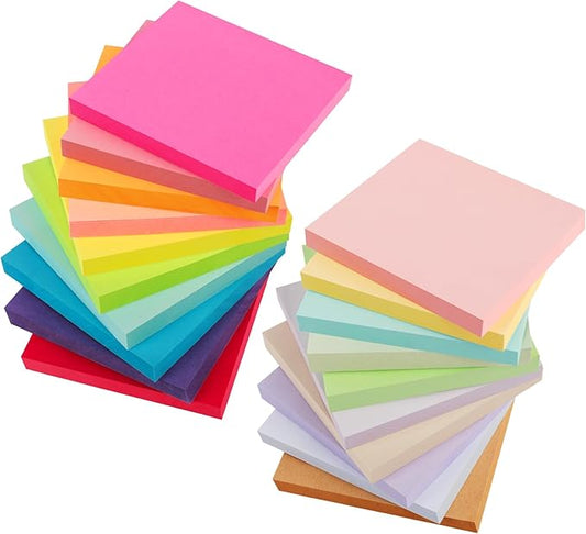 NESCCI 20 Pack Sticky Notes 3x3 Inches Sticky Note, Colorful Self-Stick Note Pads,Perfect for Office, Study, and Daily Life Organization,50 Sheets/pad