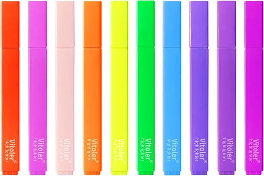 Aesthetic Highlighters,10 pcs, Chisel Tip, Vibrant Colors,Pastel Highlighters Assorted Colors, Bulk Highlighte for Bible Journaling Planner Notes School Supplies