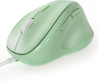Micropack Ergonomic Mouse Wired for Laptop, PC Computer and Desktop, Ergo Mouse Vertical with Silent Clicks, Up to 3200 DPI Adjustable Mouse Sensitivity, Green