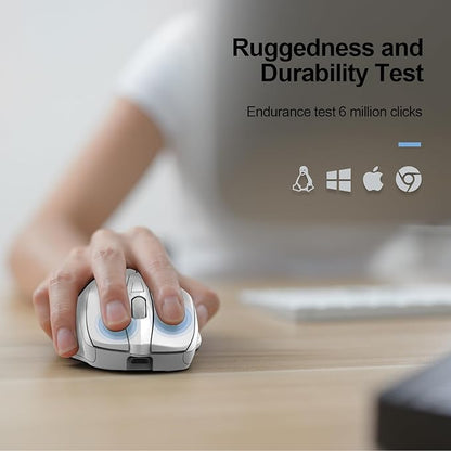 TECKNET Rechargeable Wireless Mouse, 2.4G Silent Quiet Click, 6 Adjustable 4800 DPI, Cordless Computer Mouse, Ergonomic Mouse for Laptop, 6 Buttons USB for Chromebook, Ergo Grip - White