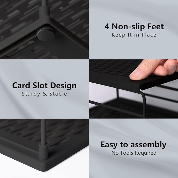 Upgraded Cabinet Organizers and Storage -Divided Compartment Holder for Plastic Bag, Wrap, Foil, Snack and Box for Kitchen and Pantry Organization and Storage, Kitchen Organization(Black)