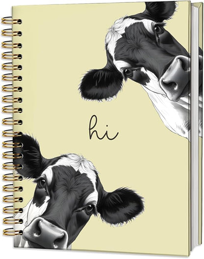 Cow Notebook Journal,Yellow Cute Animal Notebook Journal for School Women Teen Girls Kids,Gifts for Cow Lovers,Hardcover Spiral Notebooks for Work Notes Journaling,5.5x8.3 Inch