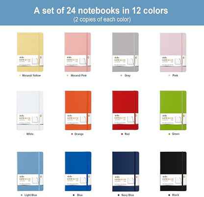 ViVin Lined Journal Notebooks for Work,192 Pages,5.5 x 8.3 inch,College Ruled,A5 Hardcover Journaling Notebooks for Writing,24 Pack Bulk