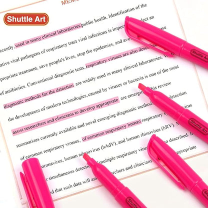Shuttle Art Highlighters, 30 Pack Highlighters Bright Colors, Pink Colors Chisel Tip Dry-Quickly Non-Toxic Highlighter markers for Adults Kids Highlighting in the Home School Office