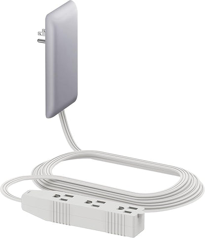 LIDER Flat-Face Outlet Extender with 3 Receptacles, Ultra-Thin Wall Plate Plug with Cord Extender and 3-Outlet Power Strip, 8ft Cord, LWE8-315-SV, ETL-Listed, Silver