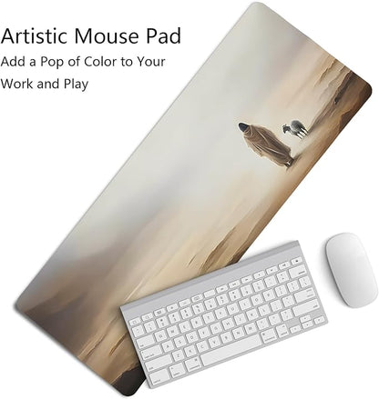 Retro Christian Themed Mouse Pad,Jesus Religious Mouse Pad,Jesus Finds The Lost Lamb Desk Mat,Big Large Vintage Easter Decor Desk Mat,Religious Gifts Christian Gifts for Women,31.5x11.8Inch