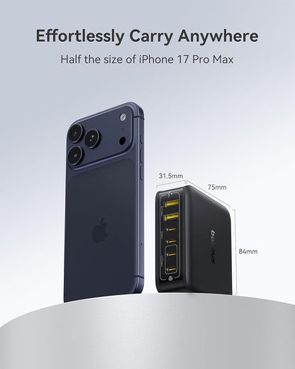 Baseus Charging Station 120W, 6-in-1 USB-C PD Fast Charging Desktop Charger with 5ft Extension Cord, 4 USB C, 2 USB A Ports, Travel Power Strip for iPhone 17/16, iPad Pro, MacBook Pro, Tablet and More