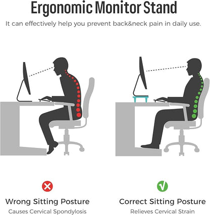 loukin Monitor Stand Riser for Desk, 22.4" x 8.3" Larger Computer Stand for Laptop, PC, Printer, Sturdy Desktop Computer Shelf with Non-Skid Rubber, Home Office (Brown)