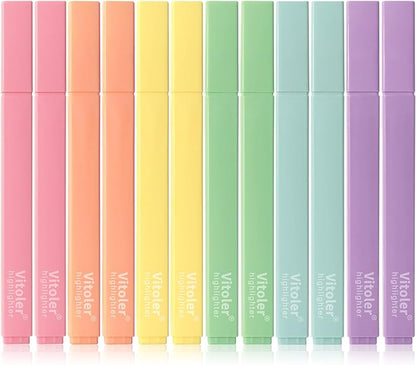 Vitoler Highlighters Assorted Colors,12 Pack Chisel Tip Highlighter Pens,No Bleed Highlighters for School Office Supplies