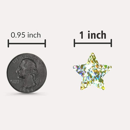 1" Small Holographic Glitter Star Stickers for Kids Reward, 500 Pcs Foil Tiny Star Metallic Stickers Roll for Wall, Crafts and Classroom Teachers