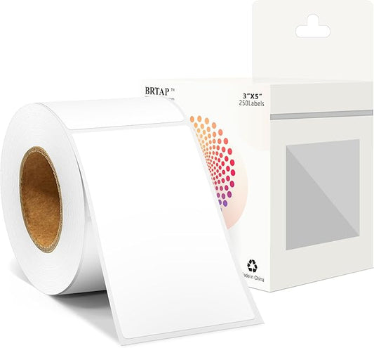 Rectangular Color Coding Packing Labels 3X5 Inch 250 Per Roll, White Moving Stickers for Boxes Color Coded, Packing Labels Stickers for Inventory Warehouse