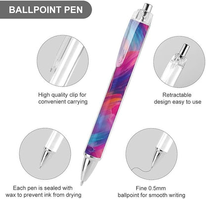 Retractable Purple Rainbow Gel Pens 0.5mm, Easy to Use, Fine Point Smooth Writing Ink Pen, Note Taking, 4 Pcs