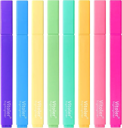 Vitoler Highlighters,8Pcs Highlighters Pastel,Quick Dry,Chisel Tip,Aesthetic Bible Highlighter No Bleed, Teacher Supplies School Accessories