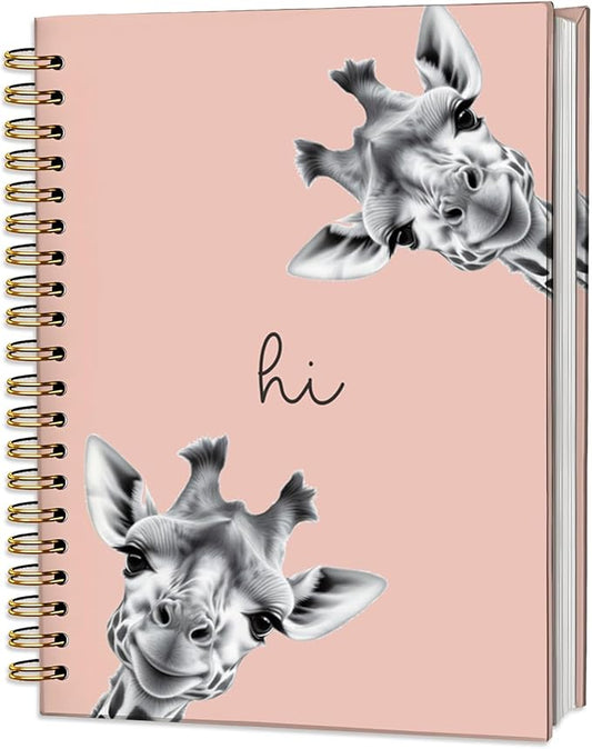 Giraffe Notebook Journal,Pink Cute Animal Notebook Journal for School Women Teen Girls Kids,Giraffe Gifts for Animal Lovers,Hardcover Spiral Notebooks for Work Notes Journaling,5.5x8.3 Inch