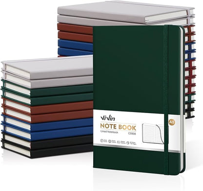 ViVin Lined Journal Notebooks for Work,192 Pages,5.5 x 8.3 inch,College Ruled,A5 Hardcover Journaling Notebooks for Writing,24 Pack Bulk