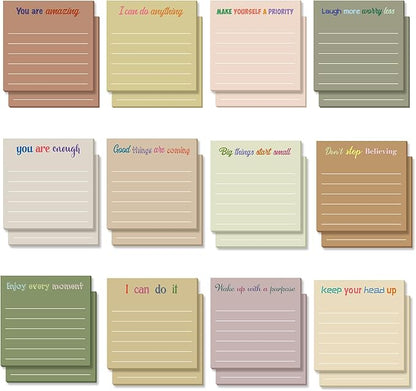 Yinder 24 Pcs Inspirational Sticky Notes Christmas Stocking Stuffers Motivational Sticky Notes Pad Employee Appreciation Gift Bulk for Teacher Nurse Coworker Office 3 x 3'' (Inspirational,Boho)
