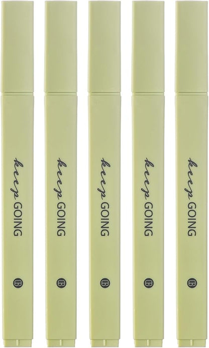 DIVERSEBEE Bible Highlighters with Soft Chisel Tip, 5 Pack Single Color Pens No Bleed, Quick Dry, Cute Aesthetic Markers for Bible Study Journaling Supplies (Green)