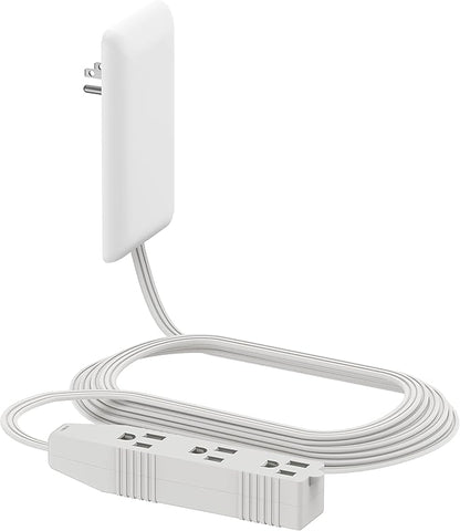 LIDER Flat-Face Outlet Extender with 3 Receptacles, Ultra-Thin Wall Plate Plug with Cord Extender and 3-Outlet Power Strip, 8ft Cord, LWE8-315-W, ETL-Listed, White