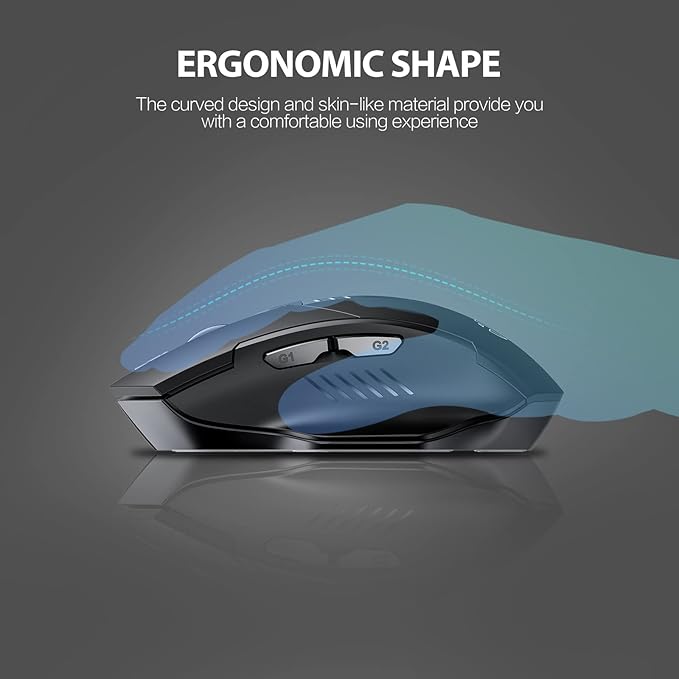 INPHIC Bluetooth Mouse for Laptop, Upgraded Visible Battery, 2400 DPI, Silent Ergonomic Computer Mouse Wireless, Mac, PC etc.