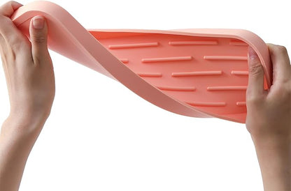 Silicone Kitchen Sink Organizer Tray for Multiple Usage,Easy Clean,Eco-Friendly Sponges Holder for Kitchen Bathroom Counter or Sink,Dish Soap Dispenser,Scrubber,Bottle,Cup Pink 12" x 4”