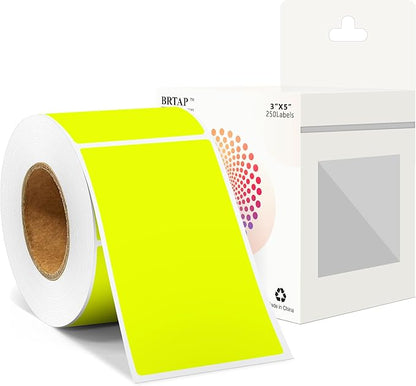 Rectangular Color Coding Packing Labels 3X5 Inch 250 Per Roll, Fluorescent Yellow Moving Stickers for Boxes Color Coded, Packing Labels Stickers for Inventory Warehouse