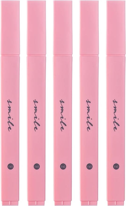 DIVERSEBEE Bible Highlighters with Soft Chisel Tip, 5 Pack Single Color Pens No Bleed, Quick Dry, Cute Aesthetic Markers for Bible Study Journaling Supplies (Pink)