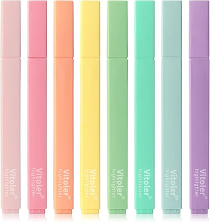 Bible Highlighters,Aesthetic Cute Highlighters Bulk,8pcs Colorful Highlighter Markers No Bleed for Office School Supplies