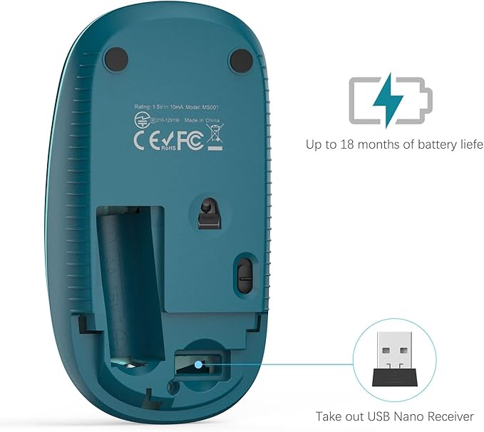 VssoPlor Wireless Mouse, 2.4G Slim Portable Computer Laptop Mouse with Nano Receiver Quiet Silent Optical Mice for Notebook, PC, Laptop, Computer-Gradient Blue