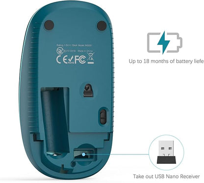 VssoPlor Wireless Mouse, 2.4G Slim Portable Computer Laptop Mouse with Nano Receiver Quiet Silent Optical Mice for Notebook, PC, Laptop, Computer-Gradient Blue