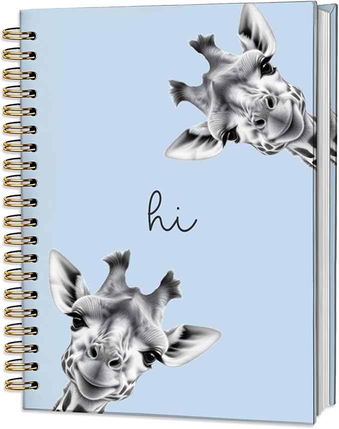 Giraffe Notebook Journal,Blue Cute Animal Notebook Journal for School Women Teen Girls Kids,Giraffe Gifts for Animal Lovers,Hardcover Spiral Notebooks for Work Notes Journaling,5.5x8.3 Inch