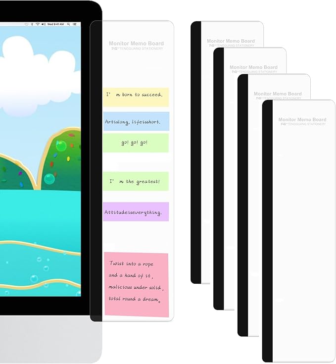 Office Desk Accessories 2pcs Multifunction Computer Monitor Memo Board - Transparent Computer Side Panel Memo Creative Monitor Side Panel Suitable for Office Home Desktop (Monitor Memo Board 2)