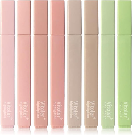 Vitoler Highlighters Assorted Colors,8pcs No Bleed Bible Chisel Tip Highlighters,Aesthetic High lighters for School Office Supplies