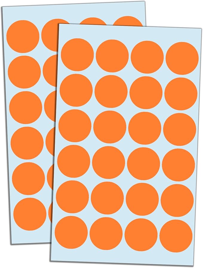 1200 Pack, 1" Round Dot Stickers Circle Labels - Orange