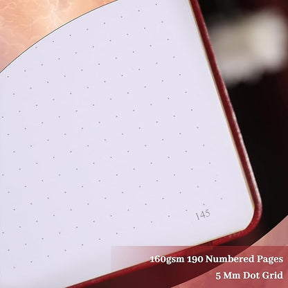 TIEFOSSI Bullet Dot Journal, 160gsm 190 Numbered Pages Bullet Dot Grid Journal for planner, Diary for Work & Sketching, A5 Hardcover Leather Journal for Writing Women Men