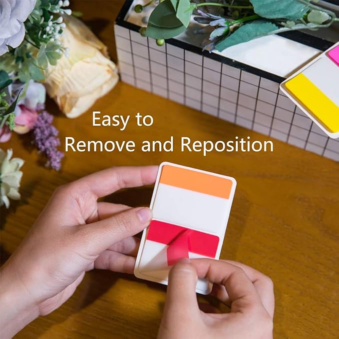 KICNIC 720 Pieces Sticky Tabs 2 Inch Index Tabs, Colored Page Markers Repositionable Tags Reading Tabs Self Adhesive Tape Flags for Books, Binders, Notebook and File Folders, [36 Sets 12 Colors]