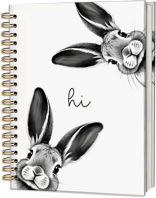 Rabbit Notebook Journal,Cute Bunny Gifts Notebook Journal for School Women Teen Girls Kids,Gifts for Rabbit Lovers,Animal Hardcover Spiral Notebooks for Work Notes Journaling,5.5x8.3 Inch