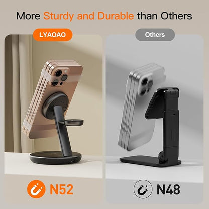 2025 Apple 5W Fast iWatch Charging,3 in 1 Charging Station for Apple Devices,Mag-Safe Charger Stand,Wireless Charger for iPhone 17/16/15/14/13/12 Series,& AirPods（Black）